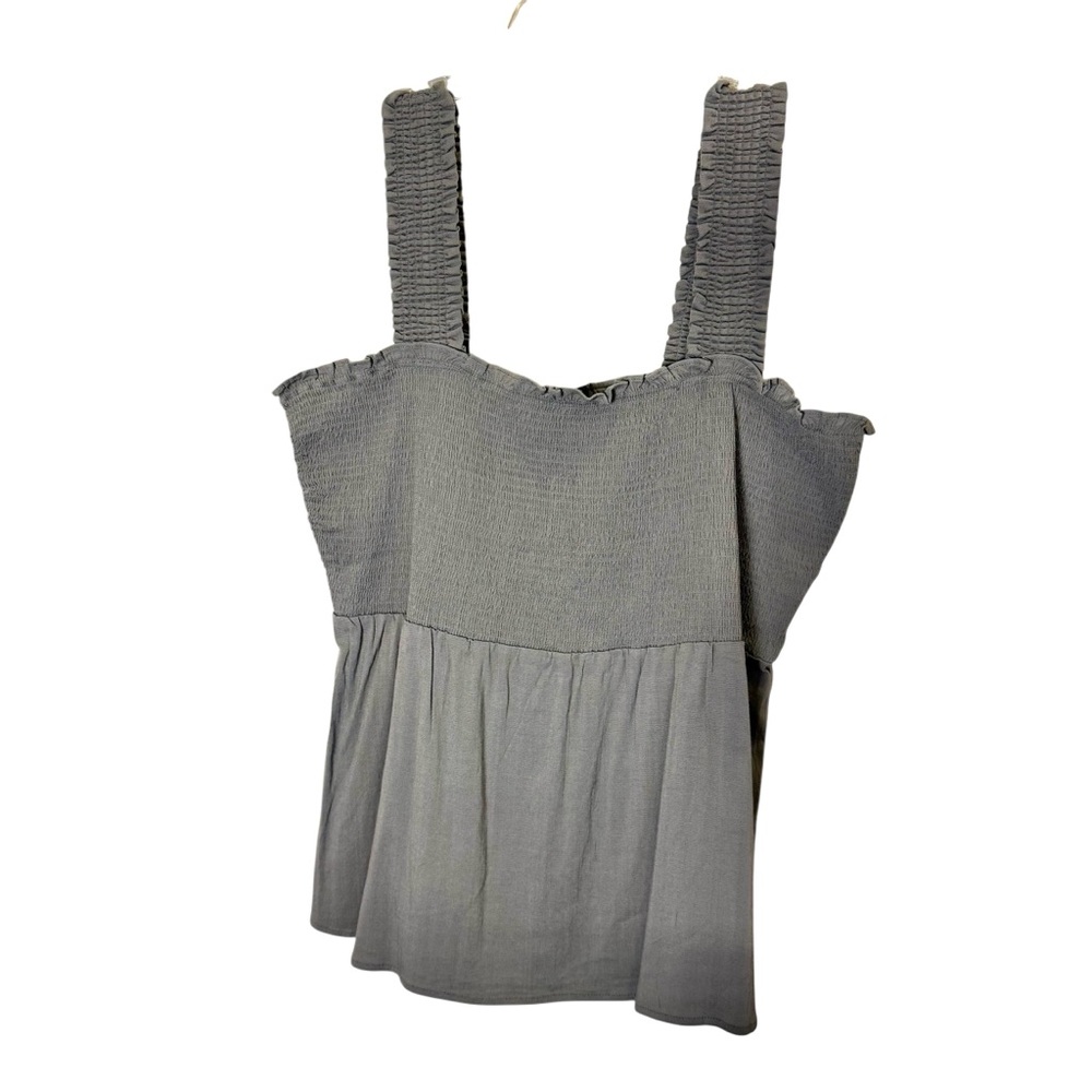 Market & Spruce Sage Green Smocked Ruffled Sleeveless Tank Top sz XXL